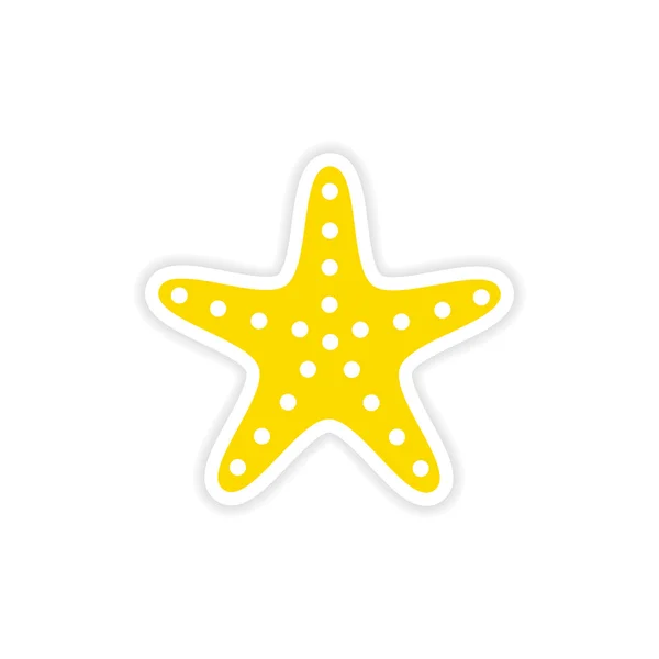 Icono pegatina diseño realista en papel estrella de mar — Archivo Imágenes Vectoriales