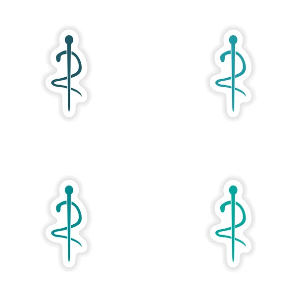 Derleme gerçekçi etiket tasarım kağıt tıbbi logo — Stok Vektör