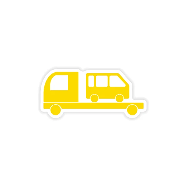 Icon sticker realistic design on paper car bus transportation — Stock Vector