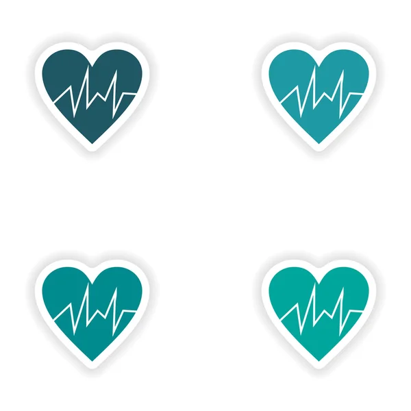 Assembly realistic sticker design on paper logo cardiology — Stock Vector
