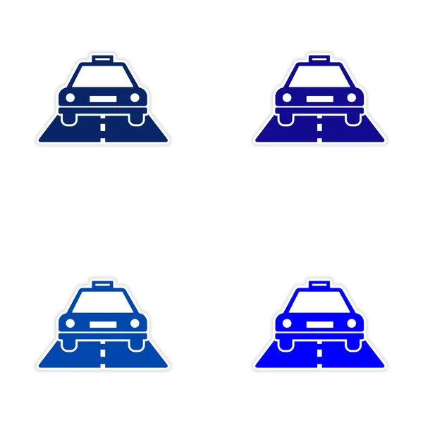 Montaggio adesivo design realistico su auto taxi di carta — Vettoriale Stock