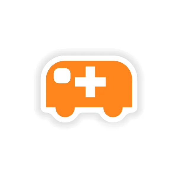 Icon sticker realistic design on paper ambulance — Stock Vector