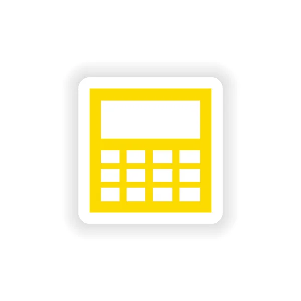Adesivo icona design realistico sulla calcolatrice di carta — Vettoriale Stock