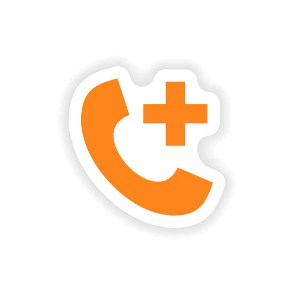 Icon matrica reális tervezés a papír Hotline Kórház — Stock Vector