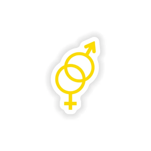 Ícone adesivo design realista na igualdade de papel dos sexos —  Vetores de Stock