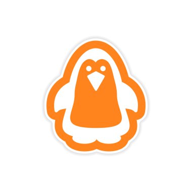 Kağıt etiket üzerinde beyaz arka plan Arktik penguen