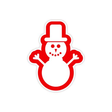 Beyaz arka planda kardan adam şapkalı kağıt etiket