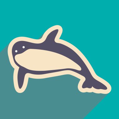 uzun gölge büyük balina ile düz simgesi