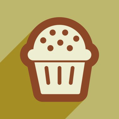 uzun gölge kutlama pastası ile düz simgesi