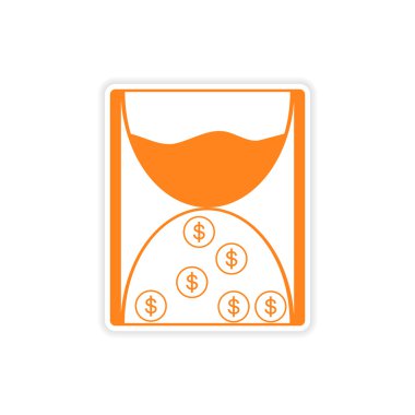 şık etiket kağıt kum saati ve sikkeler üzerinde