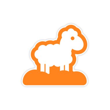 Kağıt etiket beyaz arka planda Noel kuzu