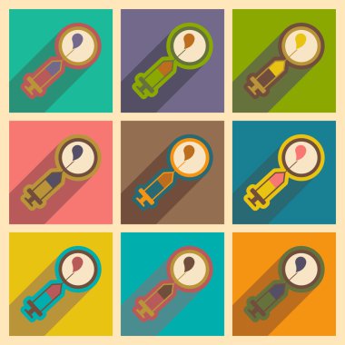 Uzun gölge suni tohumlama ile düz Icons set