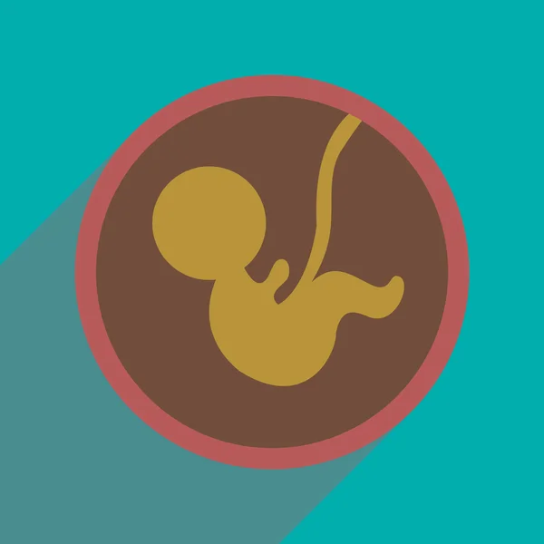 Icono plano con niño sombra larga en el útero — Vector de stock
