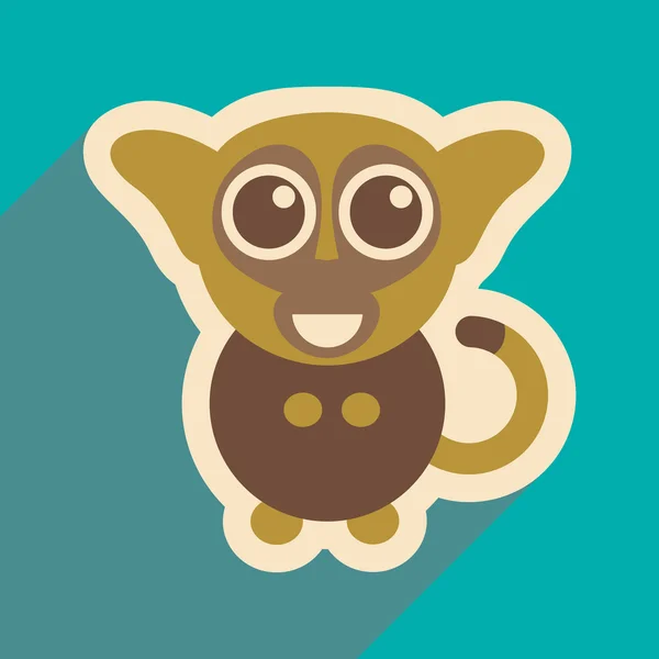 Platte pictogram met lange schaduw gelukkig aap — Stockvector