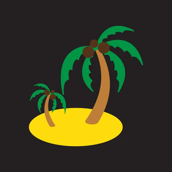 现代平面图标与黑色背景印度棕榈树 — 图库矢量图片