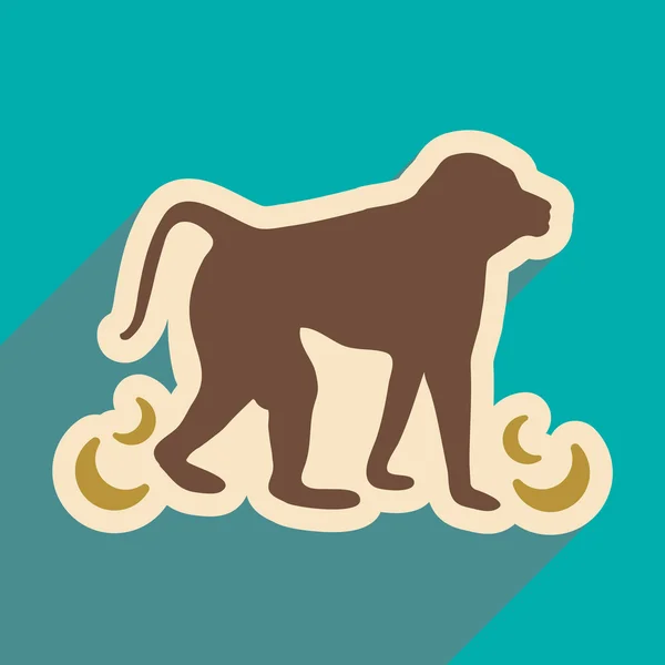 flat icon with long shadow monkey with bananas