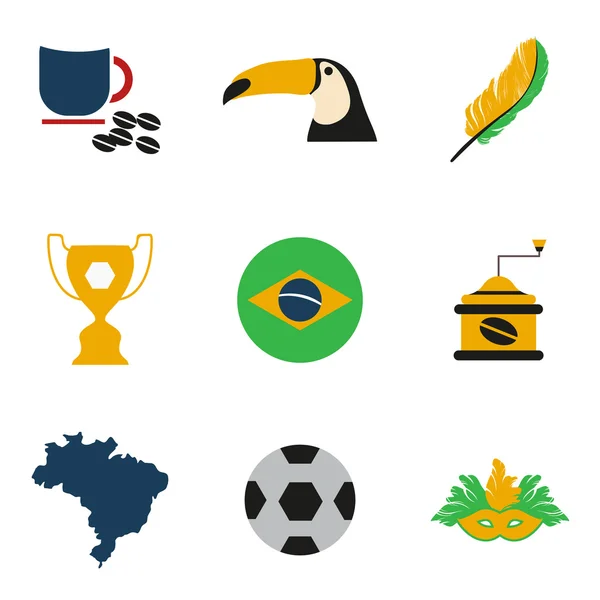 Set of flat icons on white background Brazil