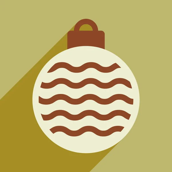Icône plate avec longue ombre boule de Noël — Image vectorielle