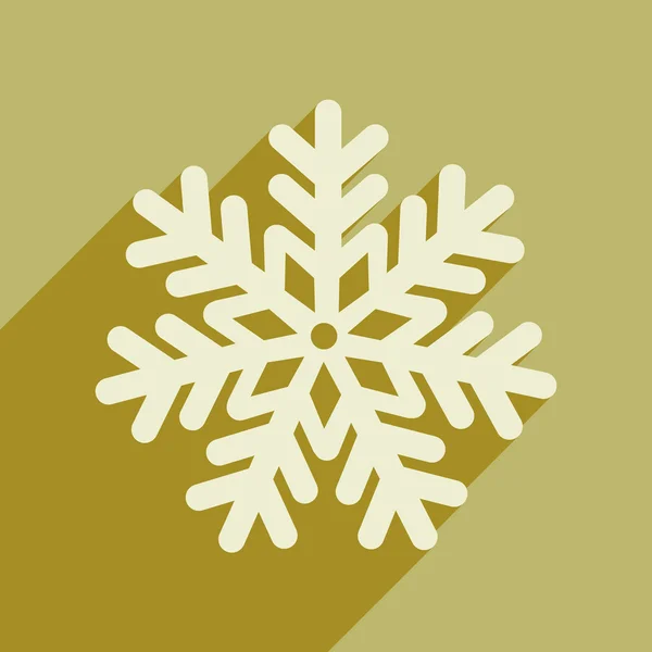 Icono plano con sombra larga copo de nieve de Navidad — Archivo Imágenes Vectoriales