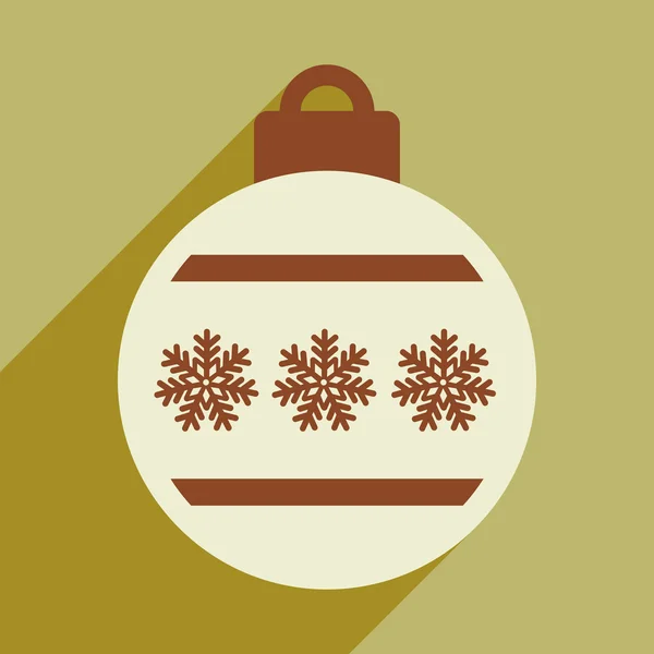 Icono plano con bola de Navidad sombra larga — Archivo Imágenes Vectoriales