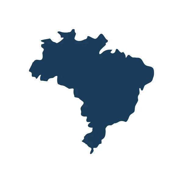 Icono plano en el mapa de fondo blanco de Brasil — Vector de stock