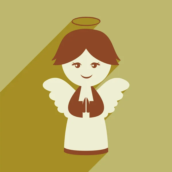 Flat icon with long shadow Christmas angel — Stock Vector