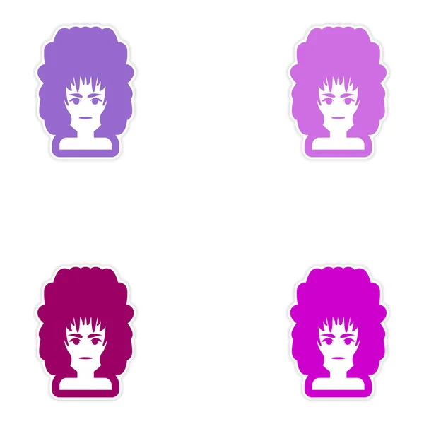 Uppsättning av papper klistermärken på vit bakgrund kvinnors frisyrer — Stock vektor