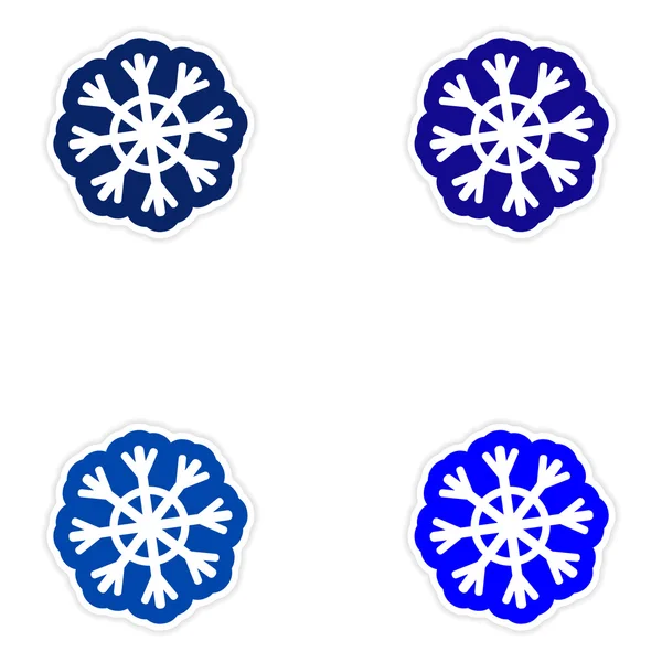 Satz Papier Sticker auf weißem Hintergrund Weihnachten Schneeflocke — Stockvektor