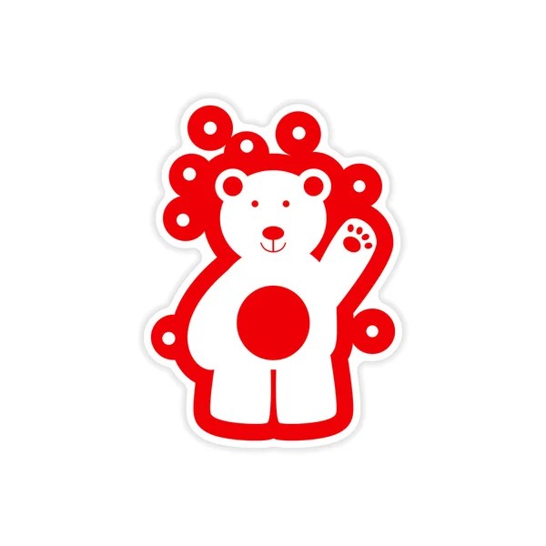 paper sticker on white background northern bear