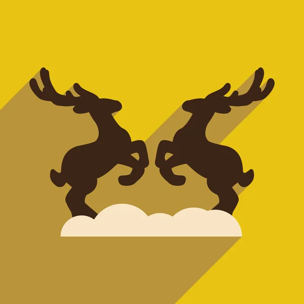 Ploché ikony s dlouhý stín pár jelenů — Stockový vektor