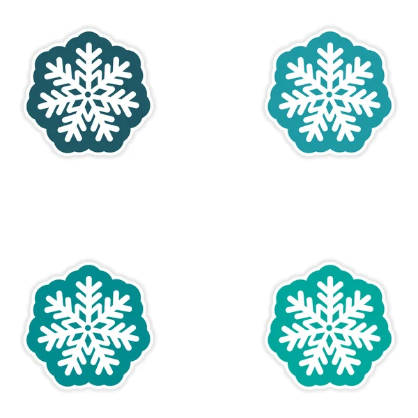 Set de pegatina de papel sobre fondo blanco Navidad copo de nieve — Vector de stock