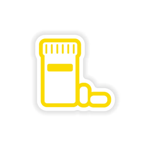 Papírový štítek na bílém pozadí láhev pilulek — Stockový vektor