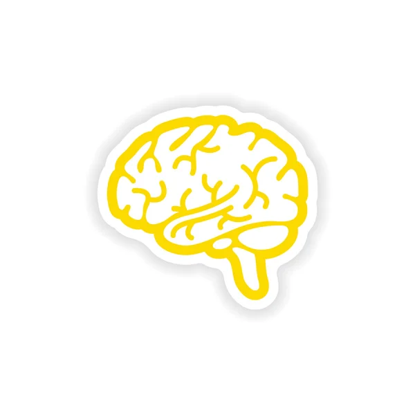 Pegatina de papel sobre fondo blanco cerebro humano — Vector de stock