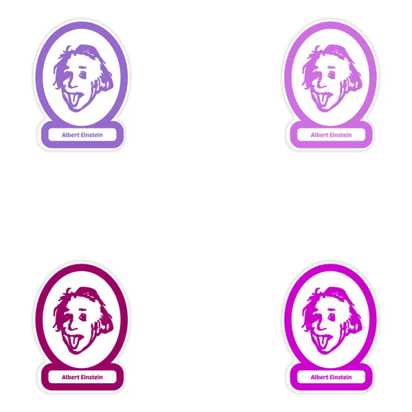 Set van papier stickers op witte achtergrond Albert Einstein — Stockvector