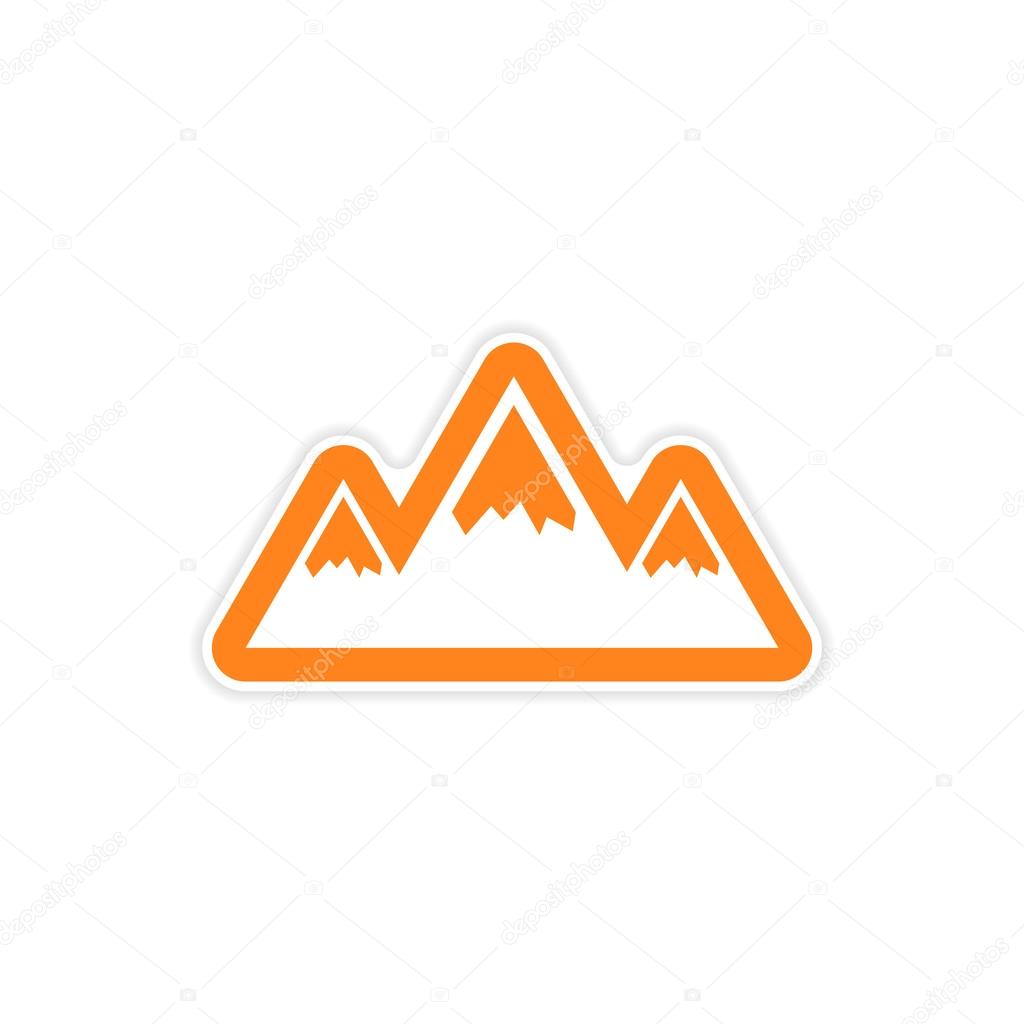 paper sticker on white background Arctic mountains