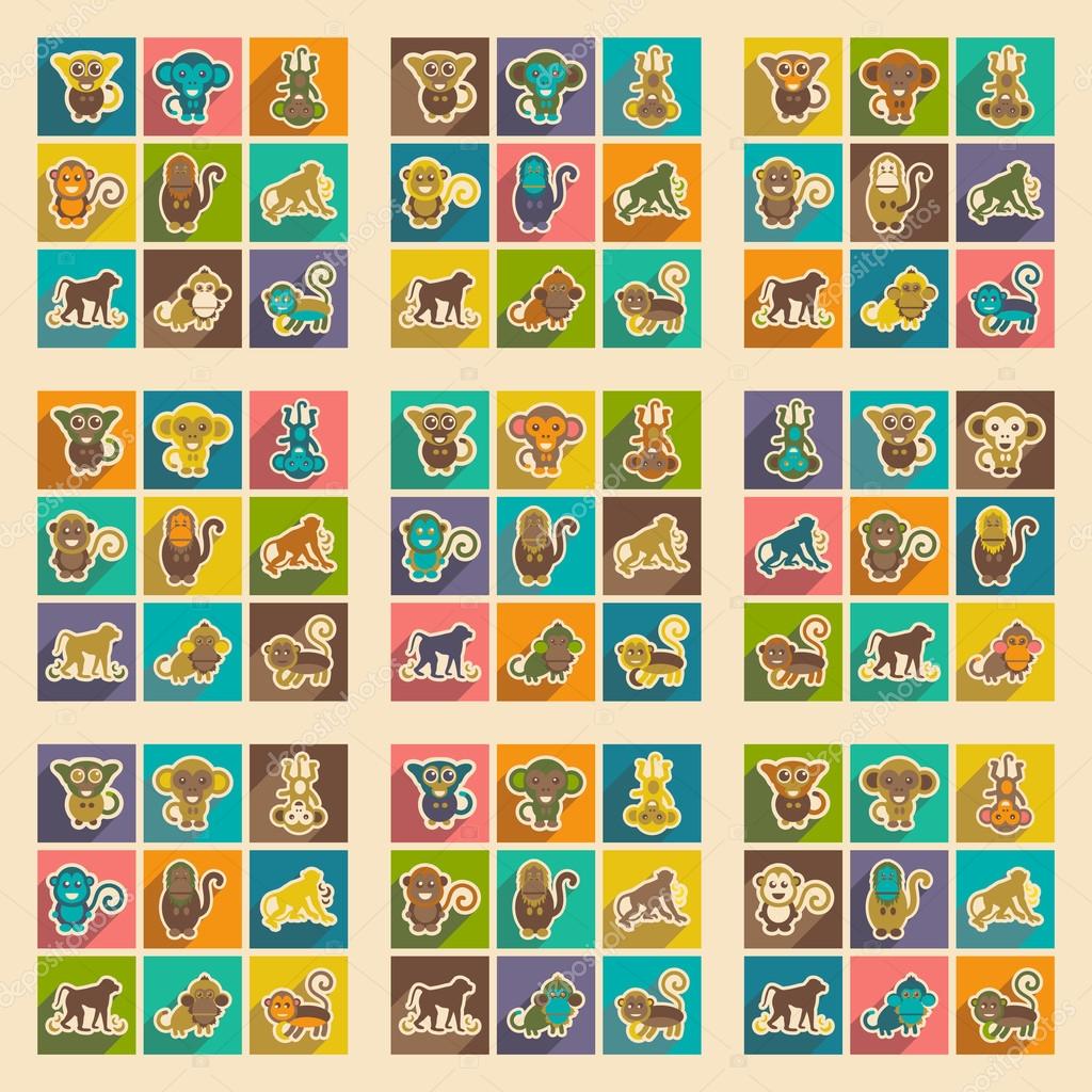 Set flat icons with long shadow