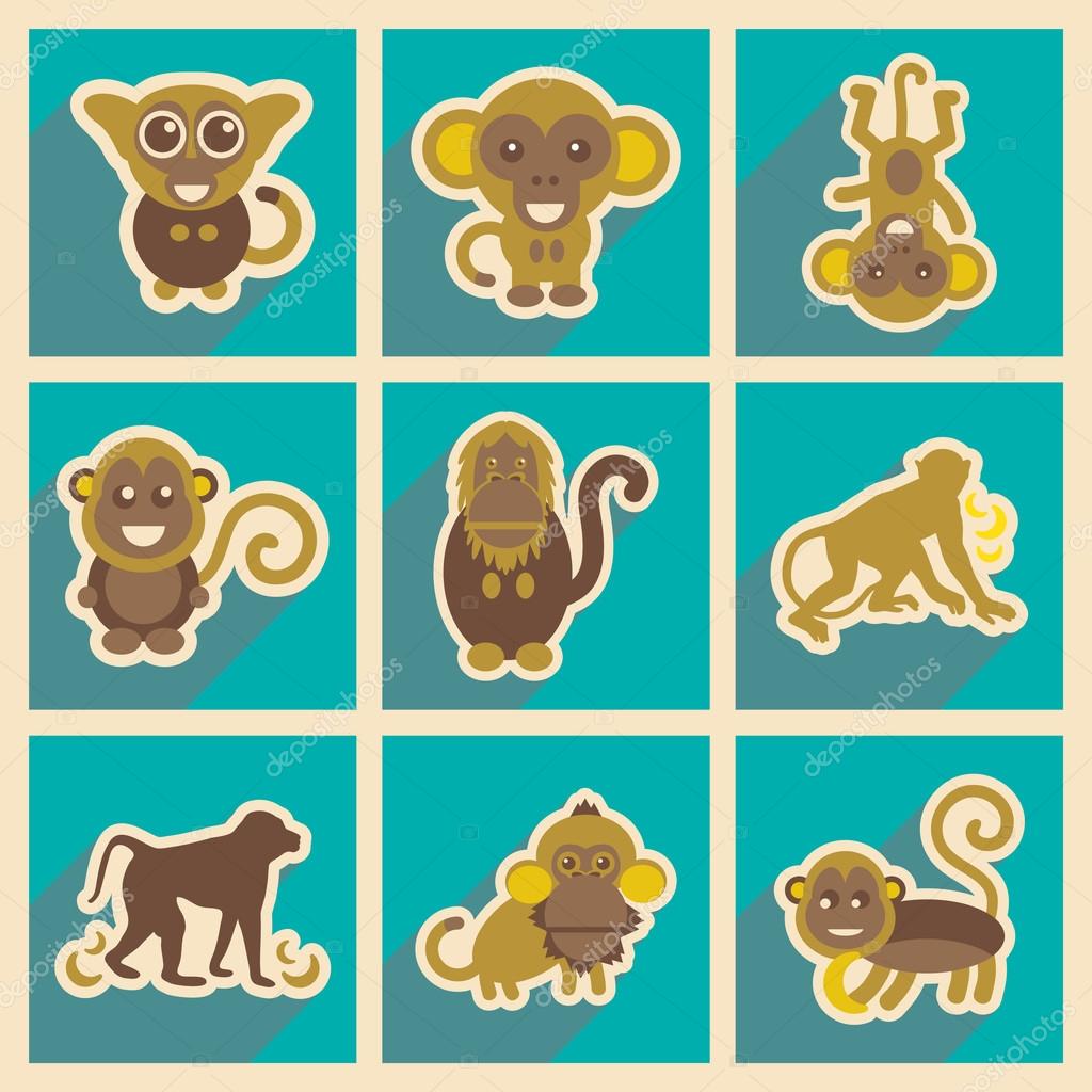 Set flat icons with long shadow