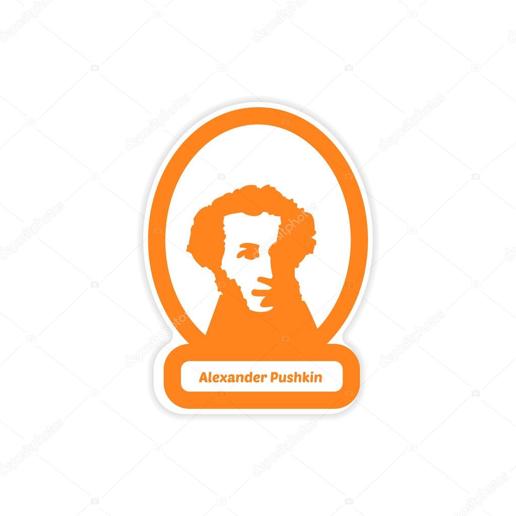 paper sticker on white background Alexander Pushkin