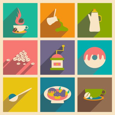 Düz gölge kavramı ve mobil uygulama kahve snack