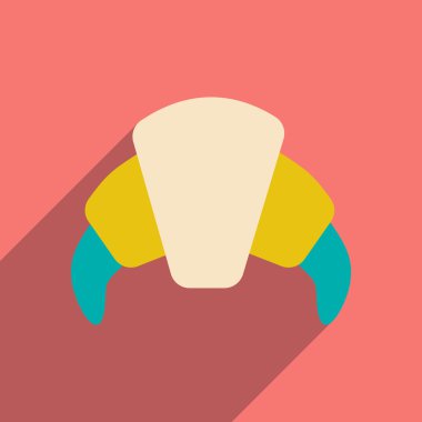 düz gölge simgesi ve mobil uygulama kruvasan ile