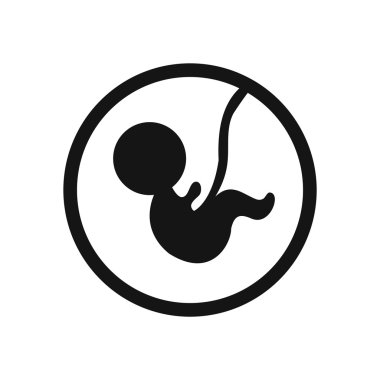 stylish black and white icon child in the womb clipart