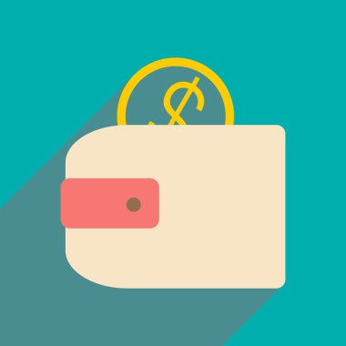 Düz gölge simgesi ve mobil applacation çanta ile