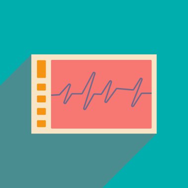 Düz gölge simgesi ve mobil applacation monitör kardiyogram ile