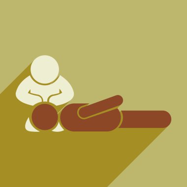 Uzun gölge adam Cpr ile modern düz simgesi