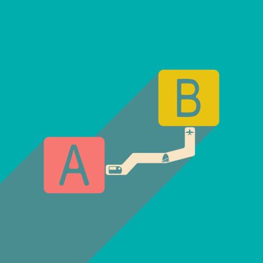 Düz gölge simgesi ve mobil applacation mesafe ile