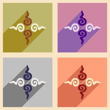 Modern düz simgeler koleksiyonu uzun gölge Hint işareti ile