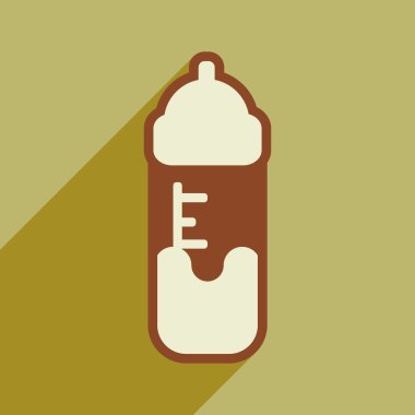 Uzun gölge bebek şişe ile modern düz simgesi