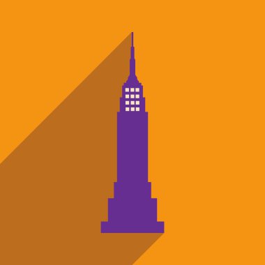 düz uzun gölge Amerikan gökdelen simgesiyle