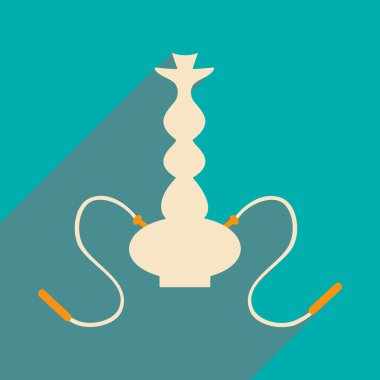 Düz gölge simgesi ve mobil uygulama nargile shisha ile
