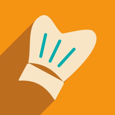 Düz gölge simgesi ve mobil uygulama chef şapka ile